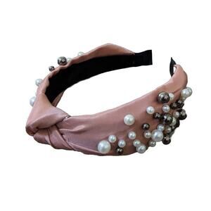 Pearl Headband Pink Headbands for Women Girls Colorful Beads Knotted Multicolor